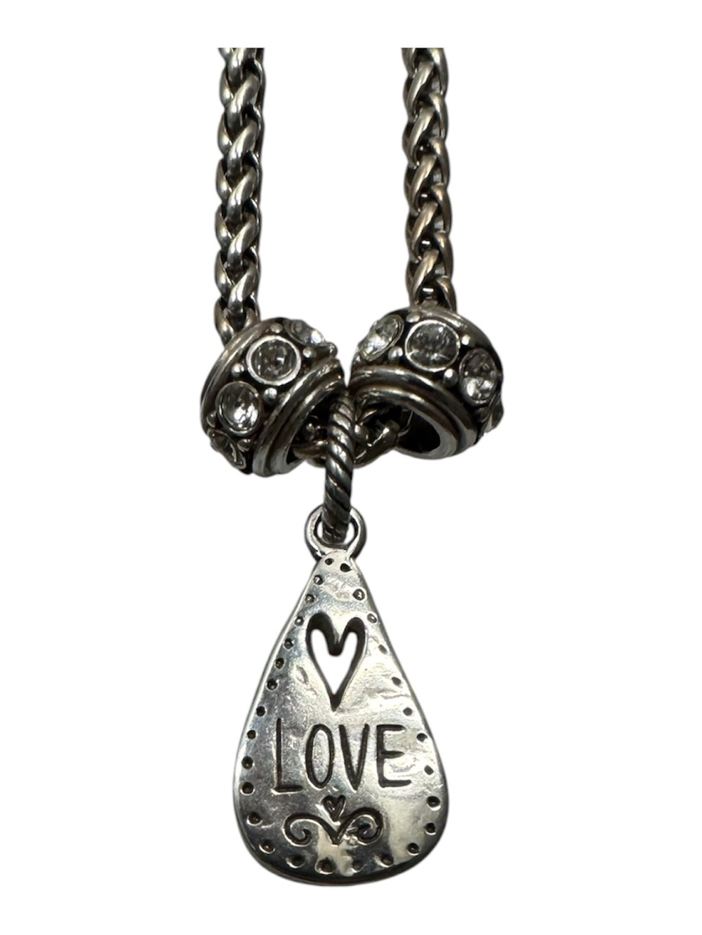 Brighton Silver 'Love' Teardrop Pendant Necklace - Silver